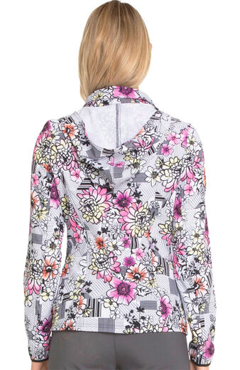 Clearance Women's Zip Front Floral Print Scrub Jacket