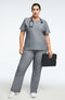 Clearance Women's Notched Solid Scrub Top & Cargo Scrub Pant Set, , large