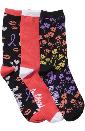 Clearance Women's 3 Pack Love and Flowers Crew Socks