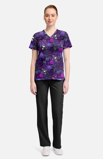 Women's Ghost-Like Charm Print Scrub Top Women's Ghost-Like Charm Print Scrub Top