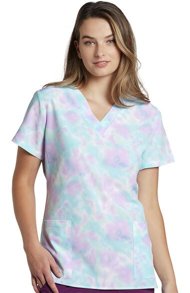 Clearance Women's New Tie Dye Print Scrub Top, , large