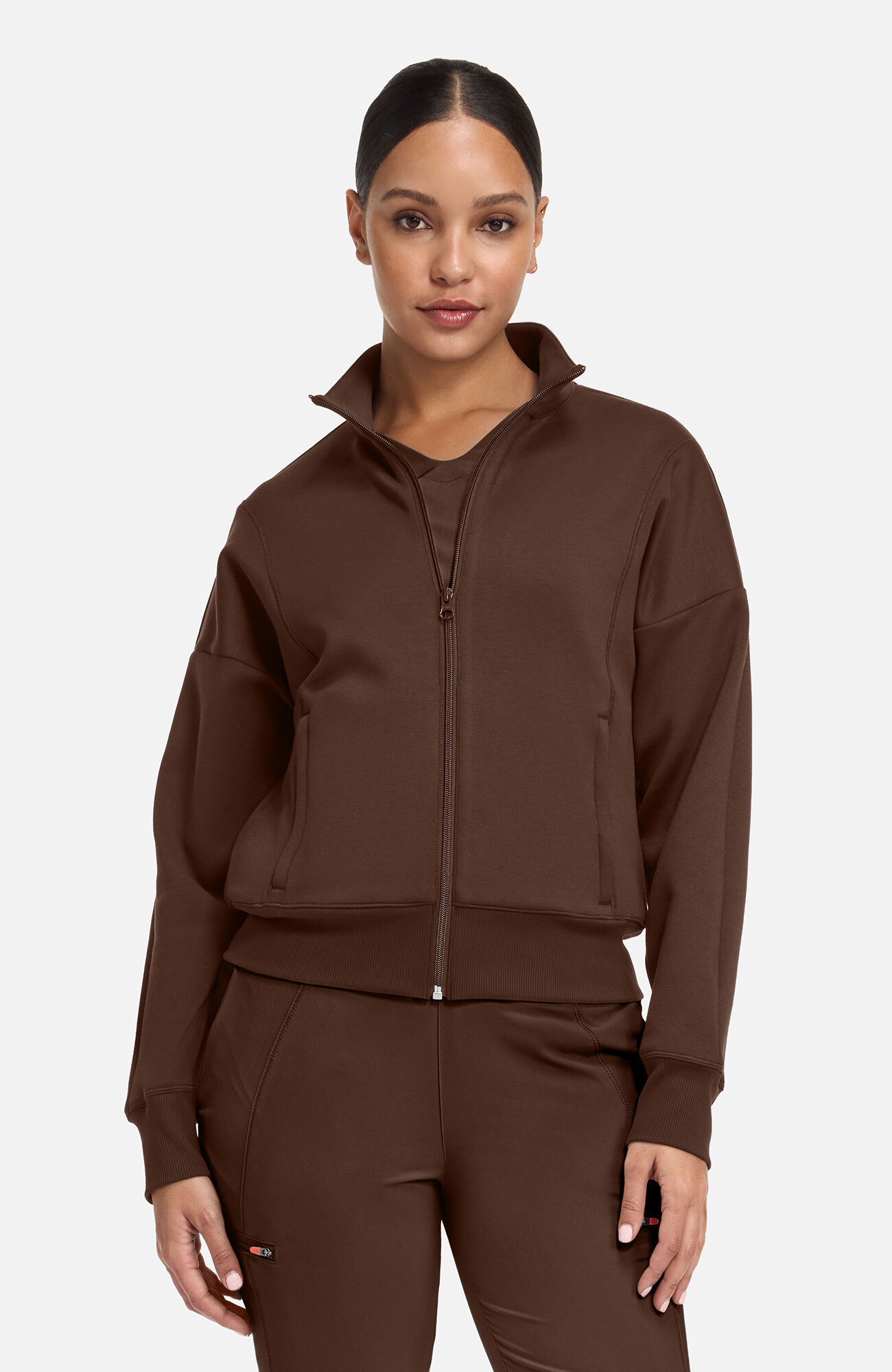 Women's Zip Front Dolman Cropped Scrub Jacket