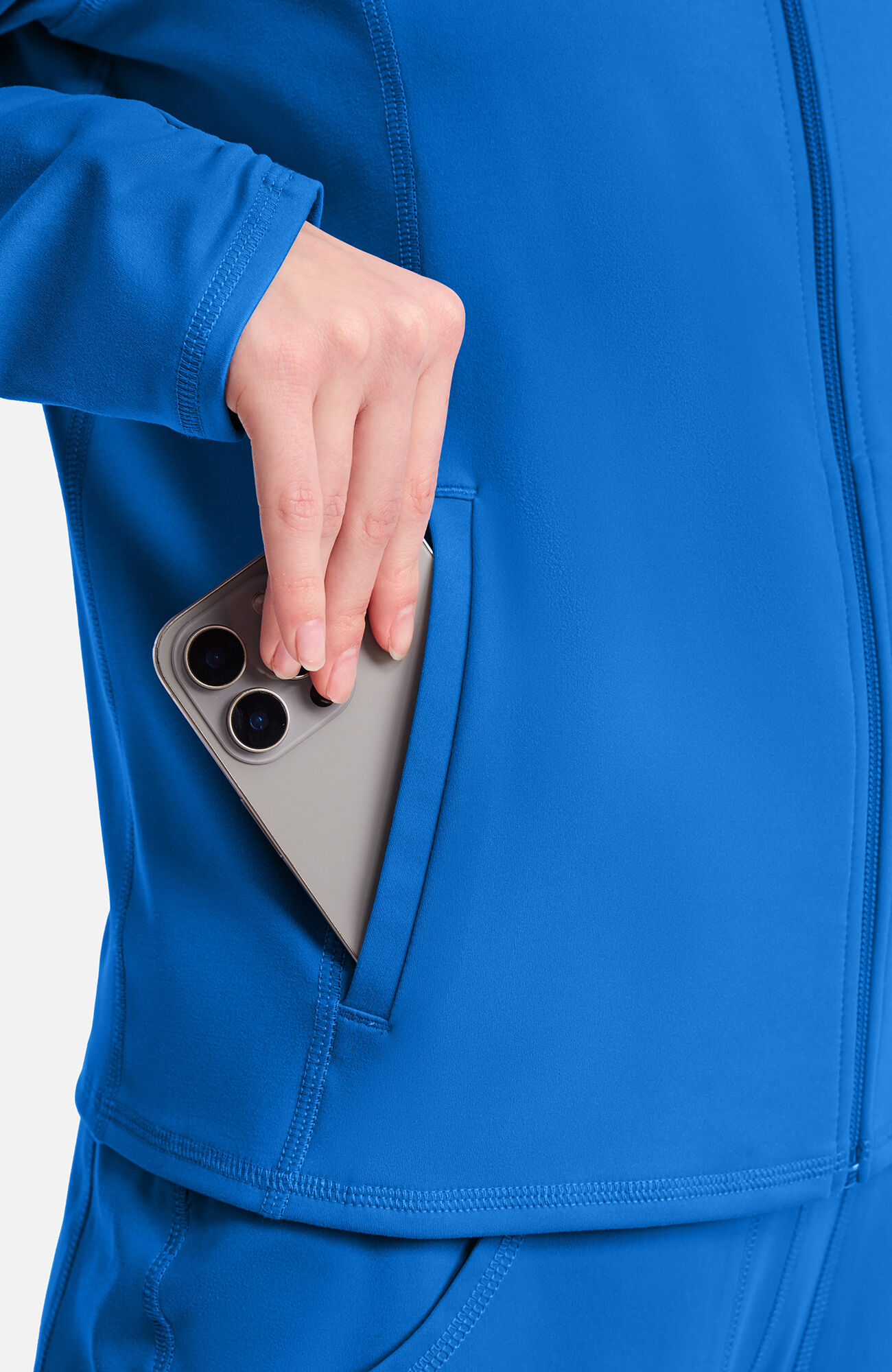 Women's Warm Knit Zip Front Scrub Jacket, ROY Royal | royal, large