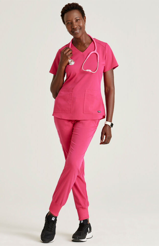 Red jogger scrub 2025 set