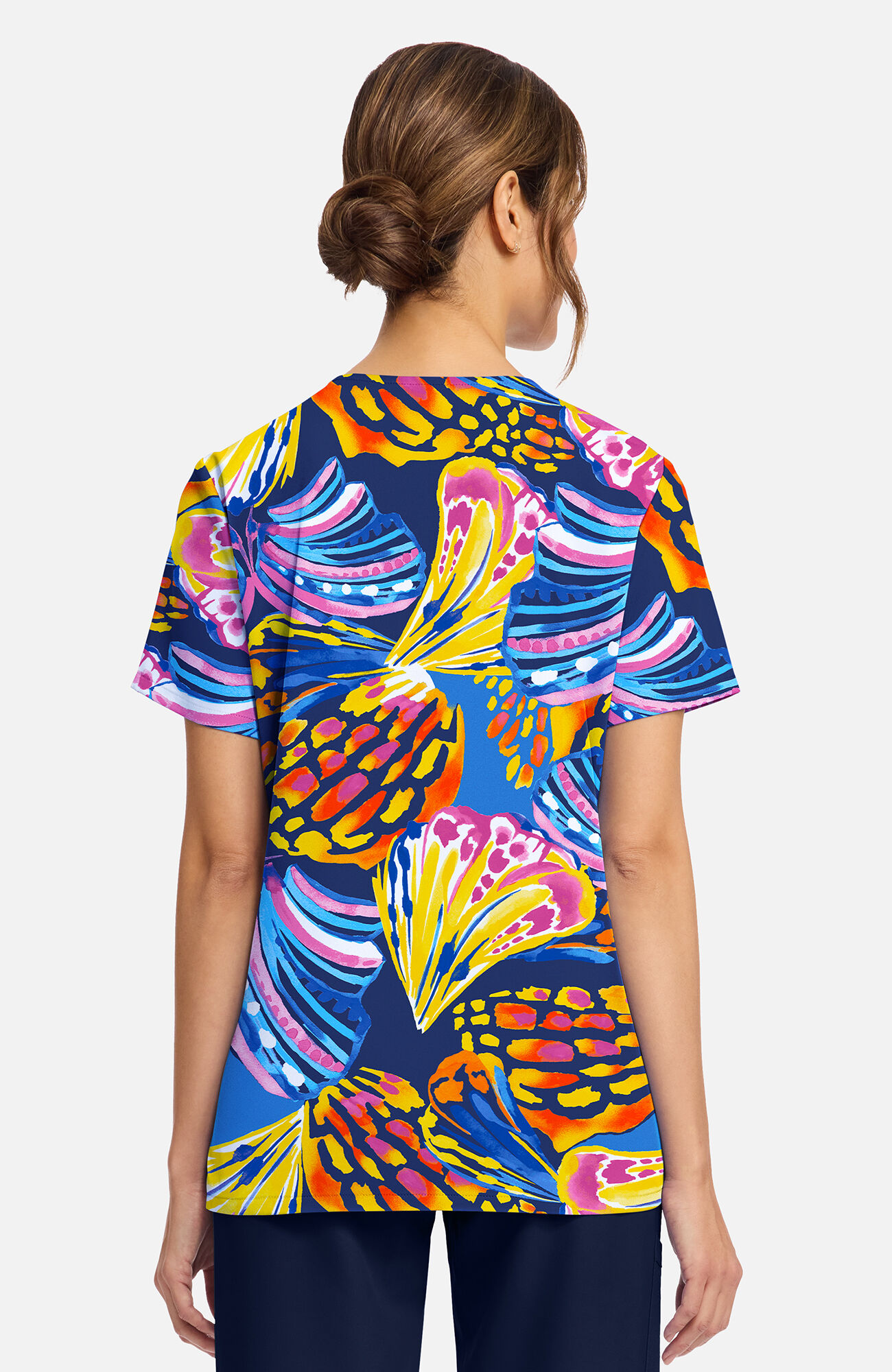 Women's Winging It Print Scrub Top, , large