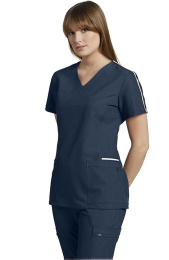 Women's Princess Seam V-Neck Solid Scrub Top, Women's Princess Seam V-Neck Solid Scrub Top