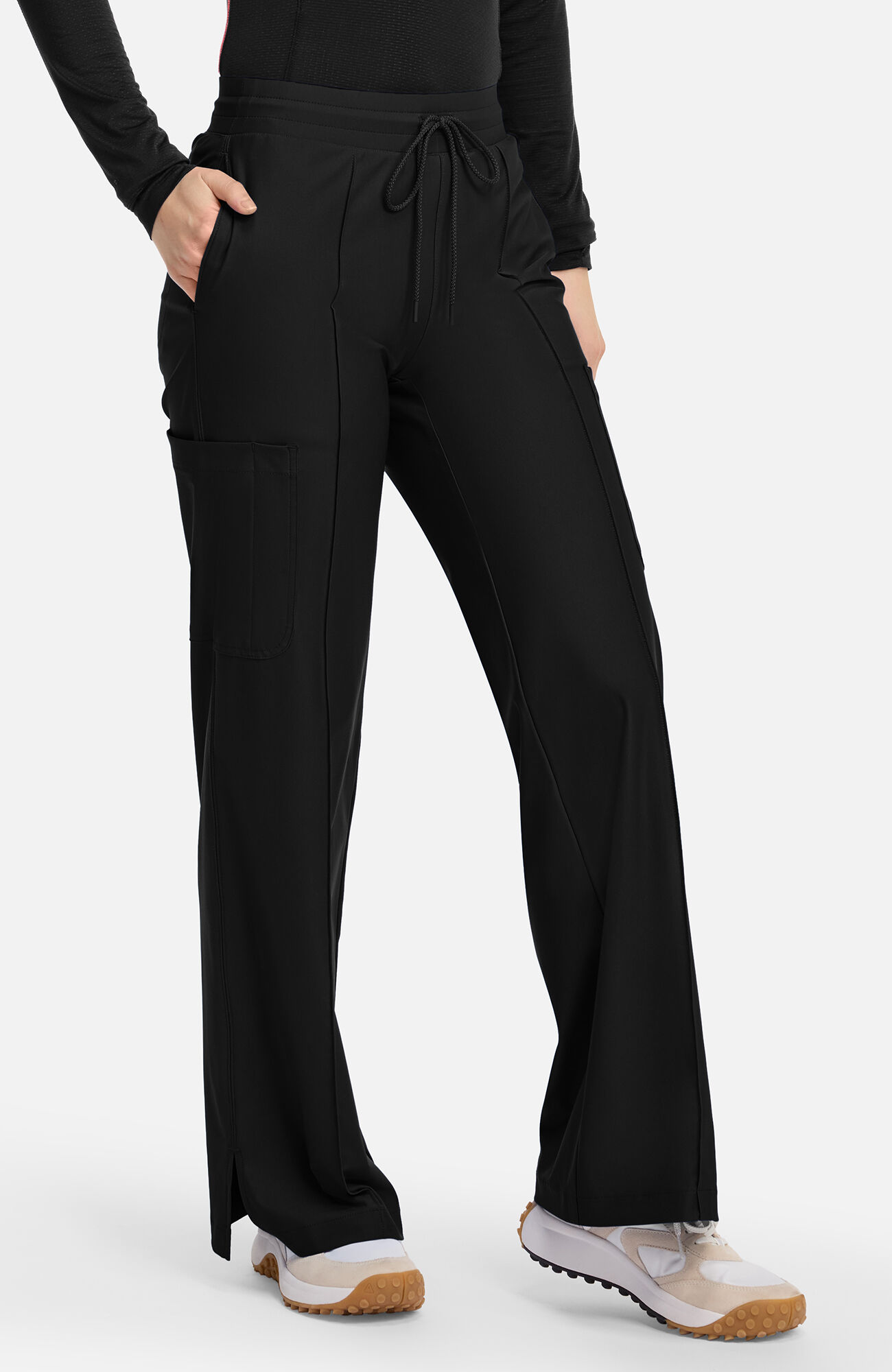 Women's Knit Pintuck 6-Pocket Wide Leg Scrub Pant, , large