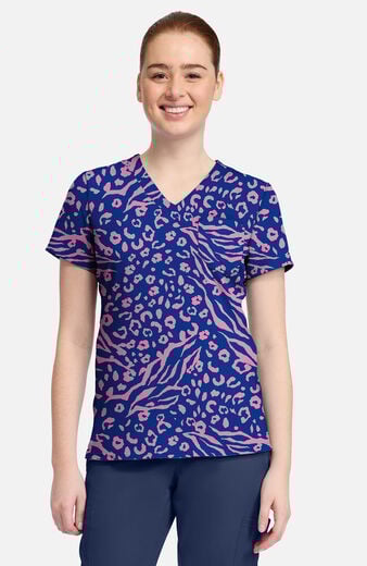 Women's V-Neck Two Tone Skin Print Scrub Top Women's V-Neck Two Tone Skin Print Scrub Top