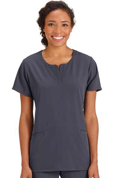 Clearance Women's Scoop Notch Neck Solid Scrub Top, , large