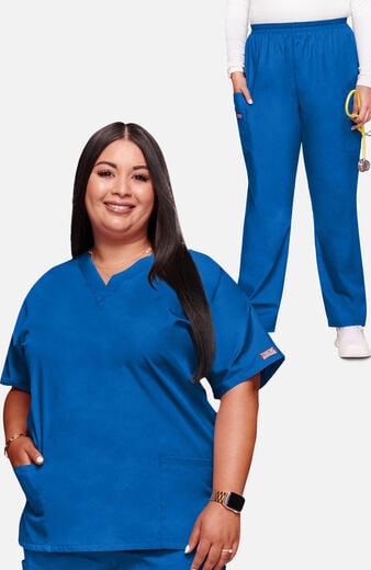Women's Scrub Set: 3-Pocket Dolman Top & Elastic Waist Utility Pant Women's Scrub Set: 3-Pocket Dolman Top & Elastic Waist Utility Pant