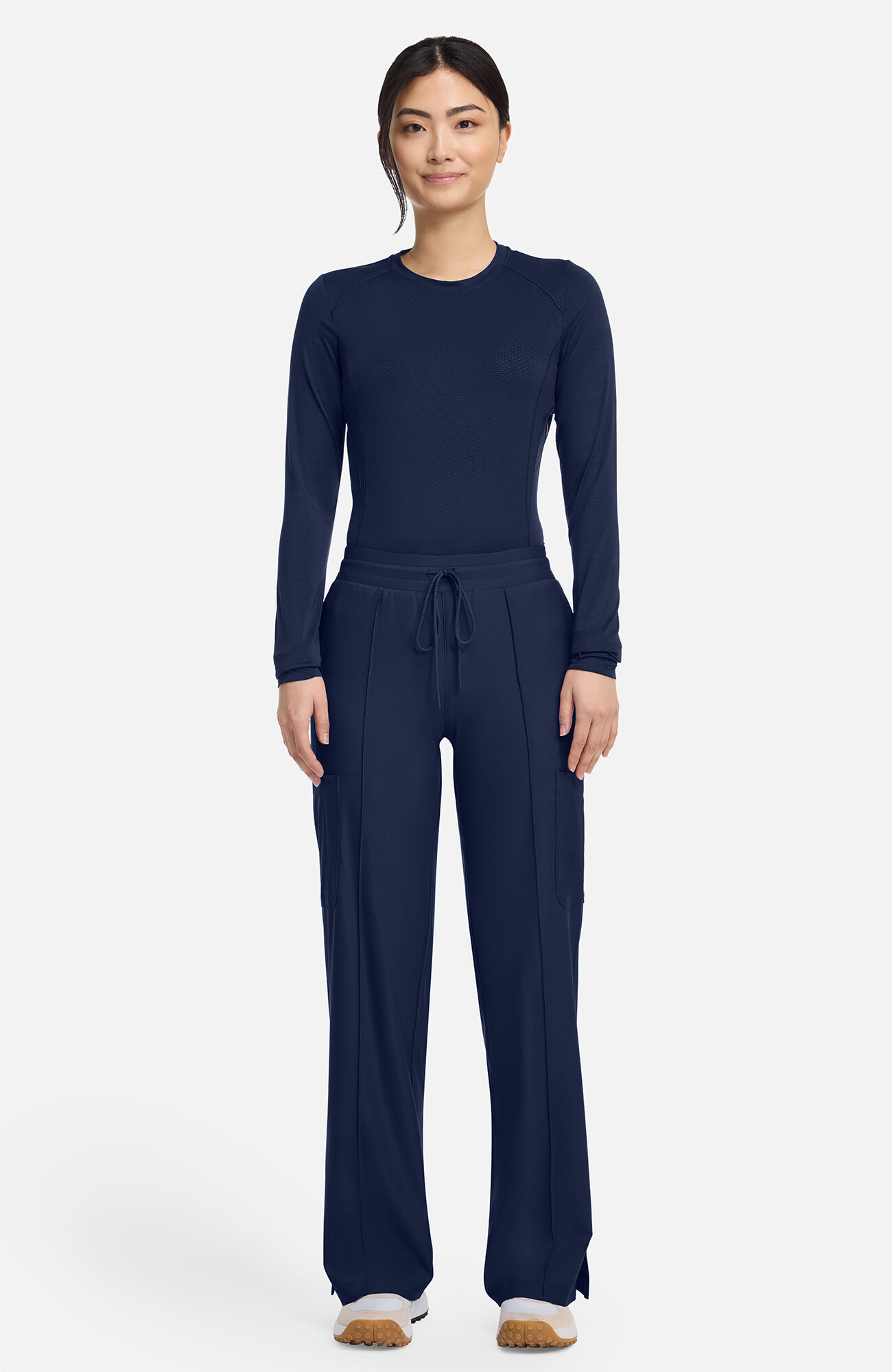 Women's Knit Pintuck 6-Pocket Wide Leg Scrub Pant