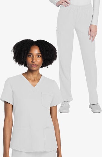 Women's Scrub Set: 3-Pocket V-Neck Shirttail Top & Pull-On Slim Leg Cargo Pant Women's Scrub Set: 3-Pocket V-Neck Shirttail Top & Pull-On Slim Leg Cargo Pant