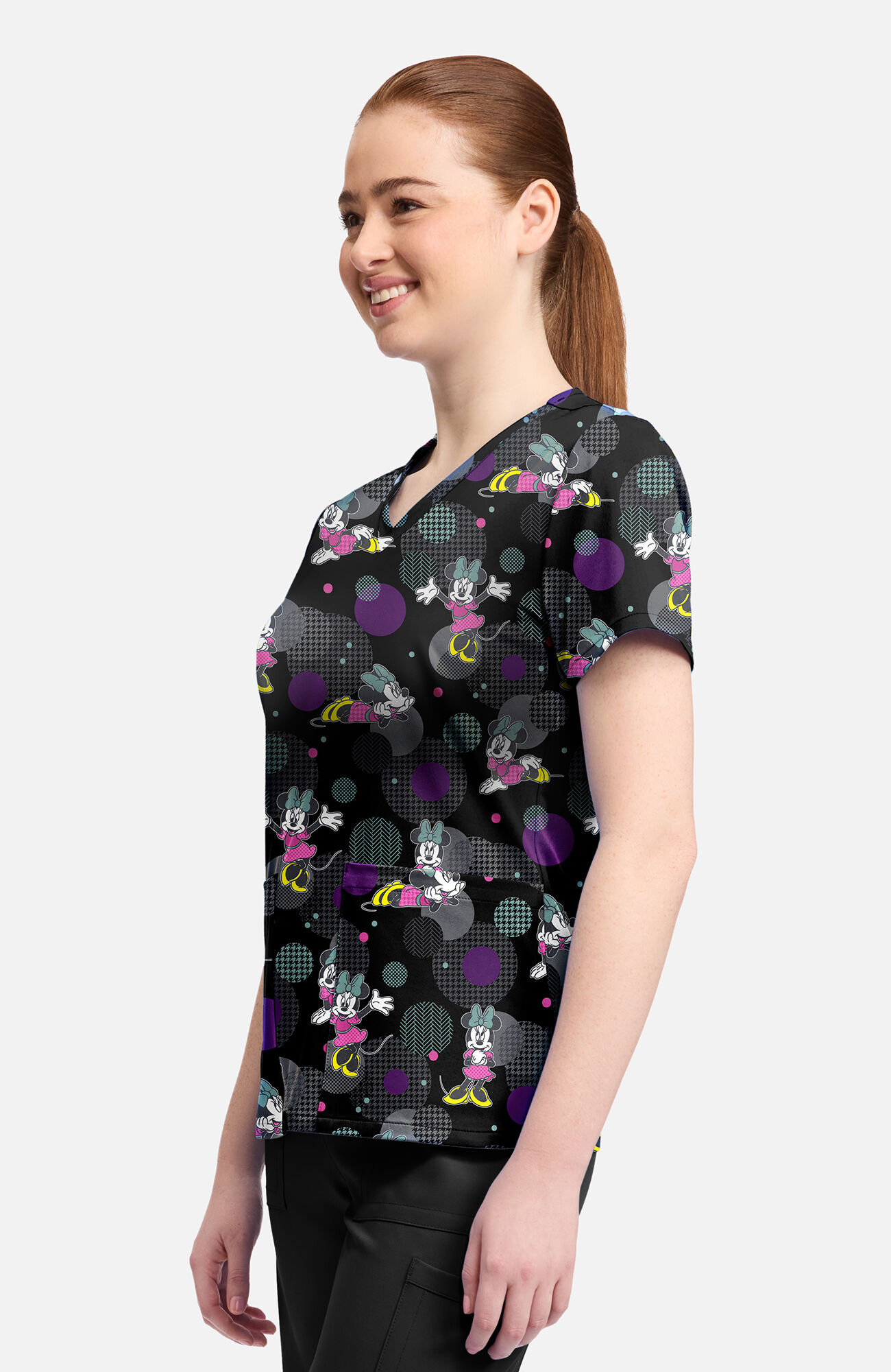 Women's Minnie Weave Your Dream Print Scrub Top, , large