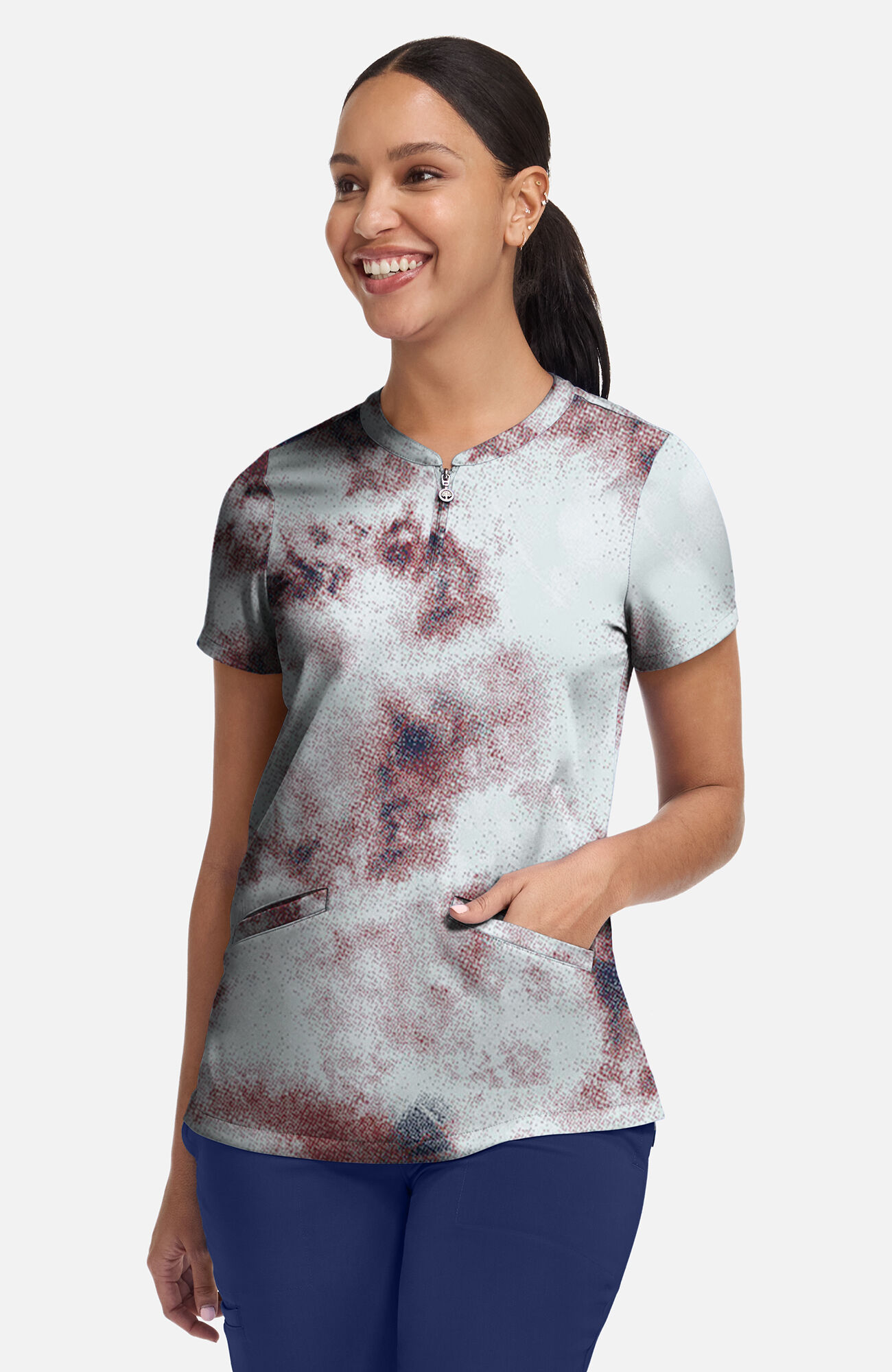 Women's Ivy Soft Fractures Print Scrub Top, , large