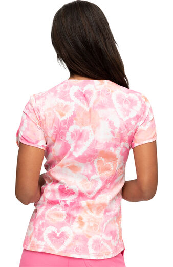 Clearance Women's Loving Tie Dye Print Scrub Top