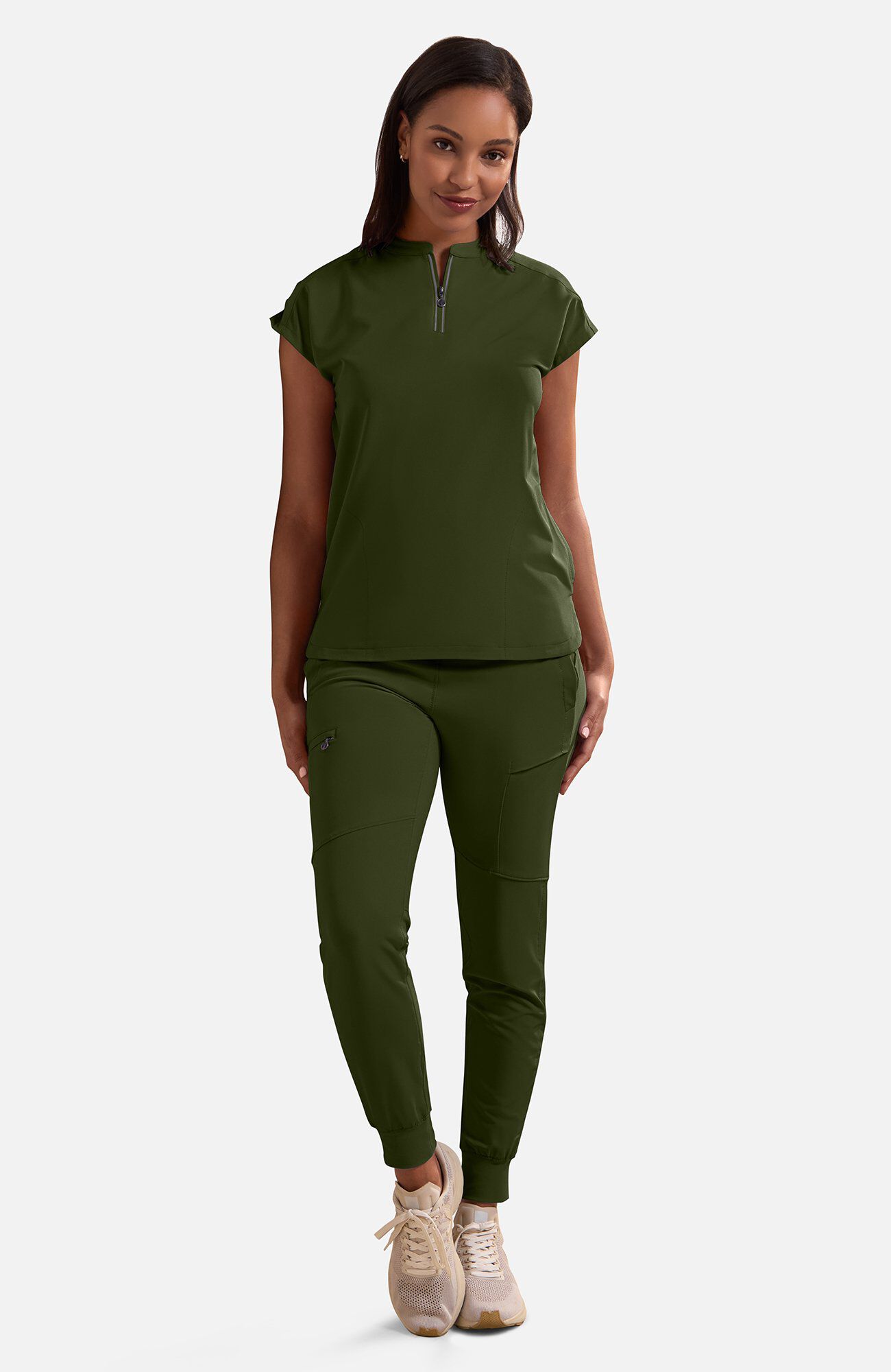 Women's Sonia Zip Y-Neck Scrub Top, , large