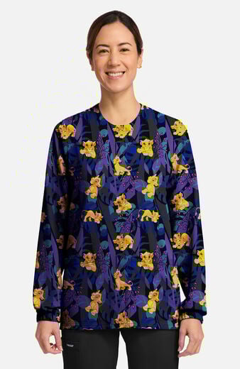 Women's Sensational Simba Print Button Up Scrub Jacket Women's Sensational Simba Print Button Up Scrub Jacket