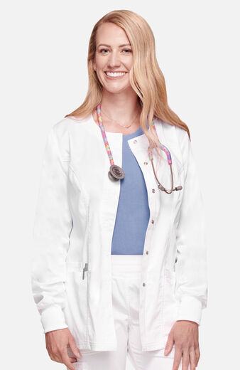 Women's Snap Front Crew Neck Scrub Jacket Women's Snap Front Crew Neck Scrub Jacket