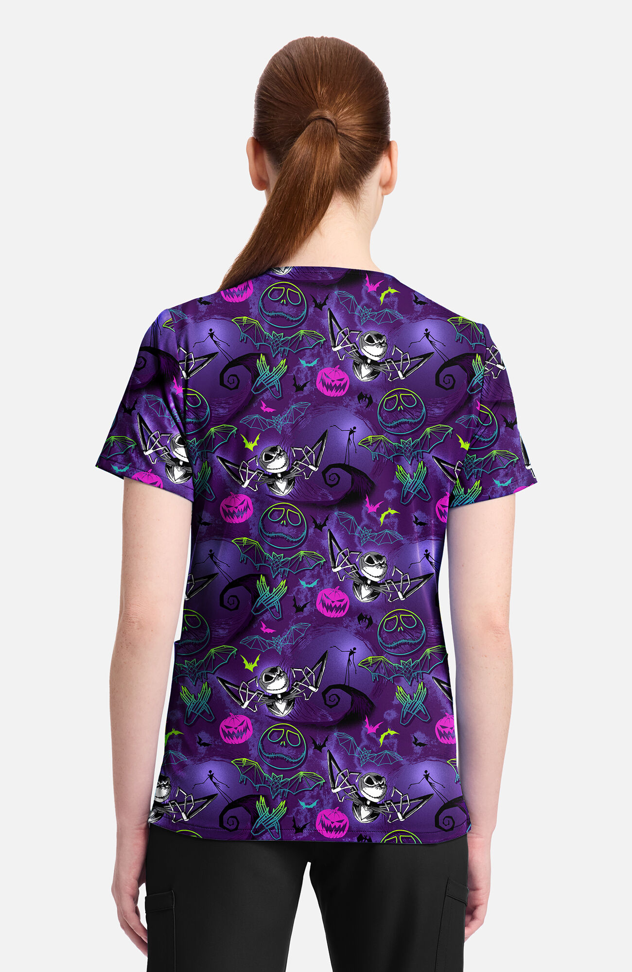 Women's Ghost-Like Charm Print Scrub Top, , large