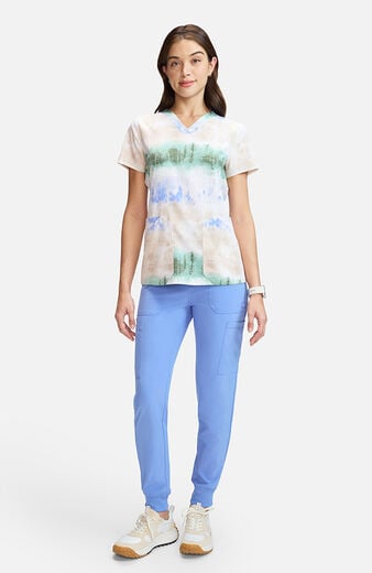 Women's Fading Stripes Print Scrub Top Women's Fading Stripes Print Scrub Top