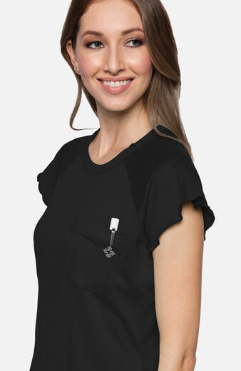Women's Knit Lettuce-Edged Scrub Top Women's Knit Lettuce-Edged Scrub Top