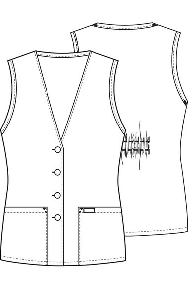 Women's Button Front Solid Scrub Vest, , large