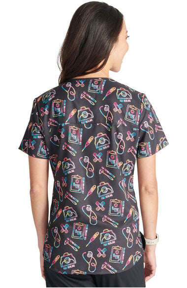 Clearance Women's Caring Essentials Print Scrub Top, , large