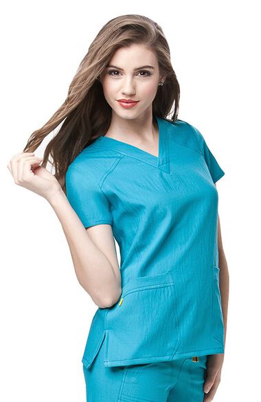 Clearance Women's Sporty V-Neck Solid Scrub Top, , large