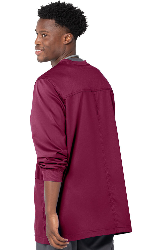 ProFlex by Landau Men s Knit Collar Snap Front Solid Scrub Jacket
