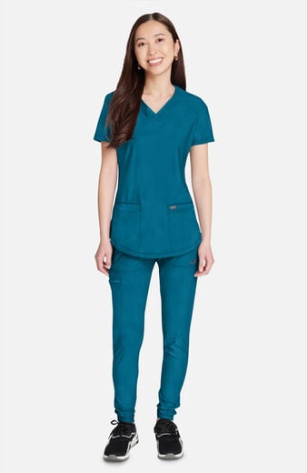 Women's Scrub Set: V-Neck Top & Mid-Rise Tapered Pant Women's Scrub Set: V-Neck Top & Mid-Rise Tapered Pant