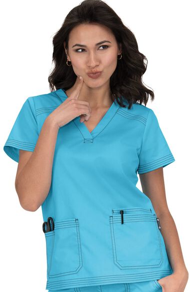Clearance Women's Kyra V-Neck Solid Scrub Top, , large