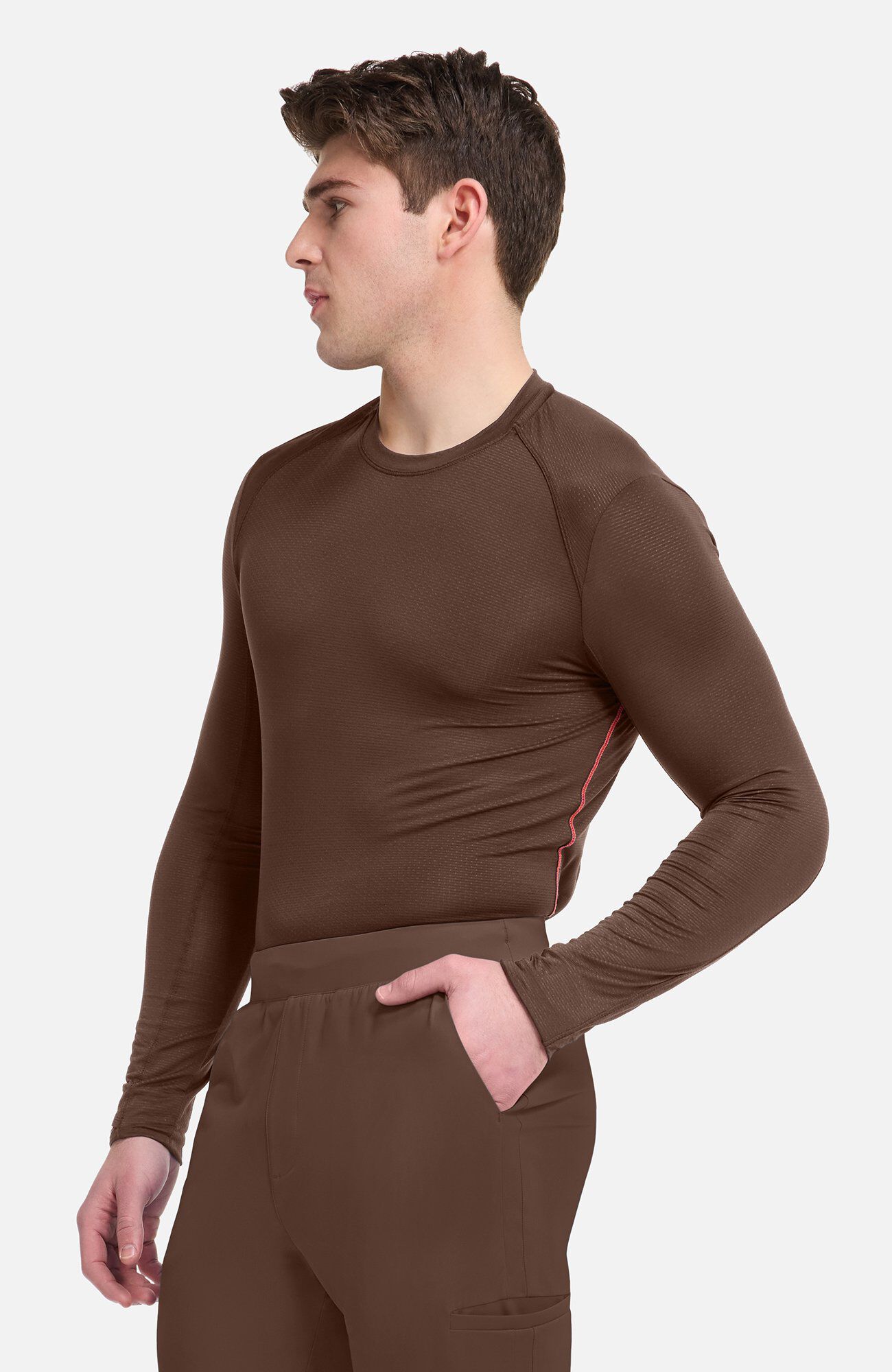 Men's Performance Long Sleeve Underscrub, EXE Espresso Express | brown, large
