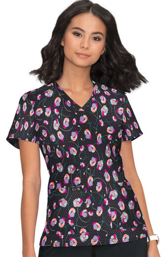 Clearance Women's Leslie Poppies Print Scrub Top