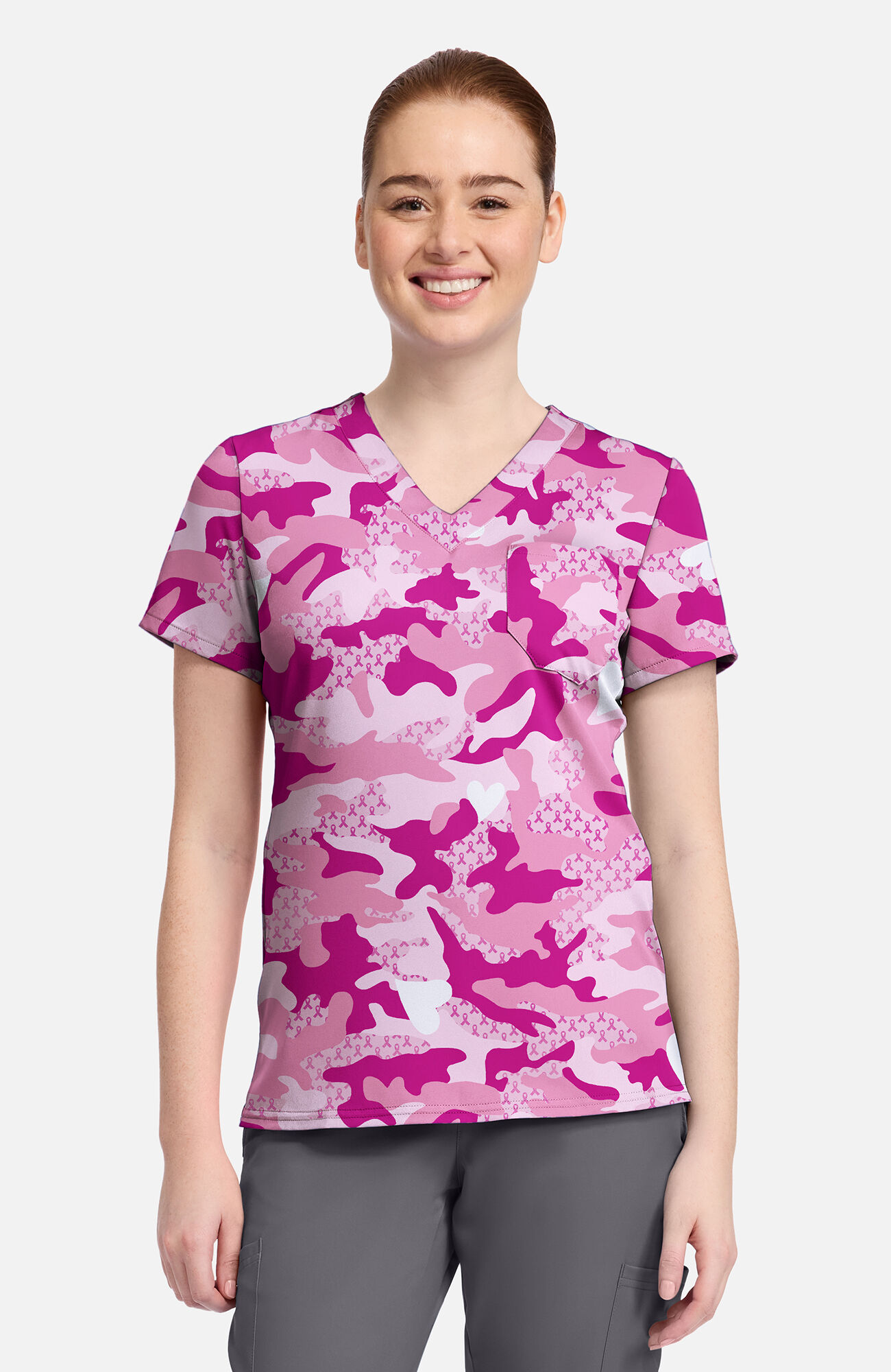 Women's V-Neck Fierce Fighter Print Scrub Top
