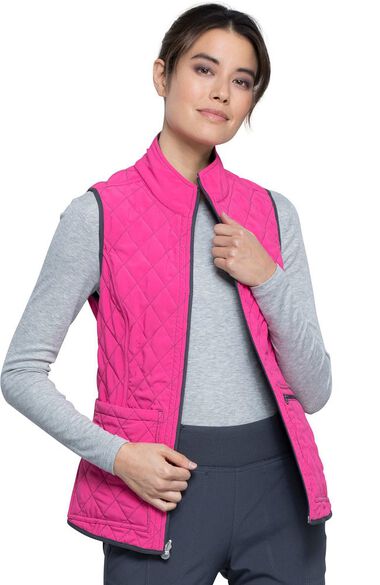 Infinity By Cherokee Womens Reversible Quilted Scrub Vest