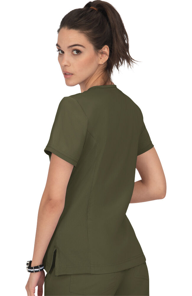 koi Lite Women s Philosophy Mock Wrap Side Zip Solid Scrub Top