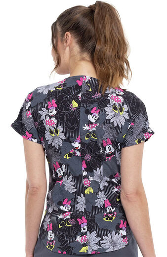 Clearance Women's Love And Flowers Print Scrub Top