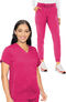 Women's Kerri V-Neck Shirttail Solid Scrub Top & Jenny Yoga Jogger Scrub Pant Set, , large