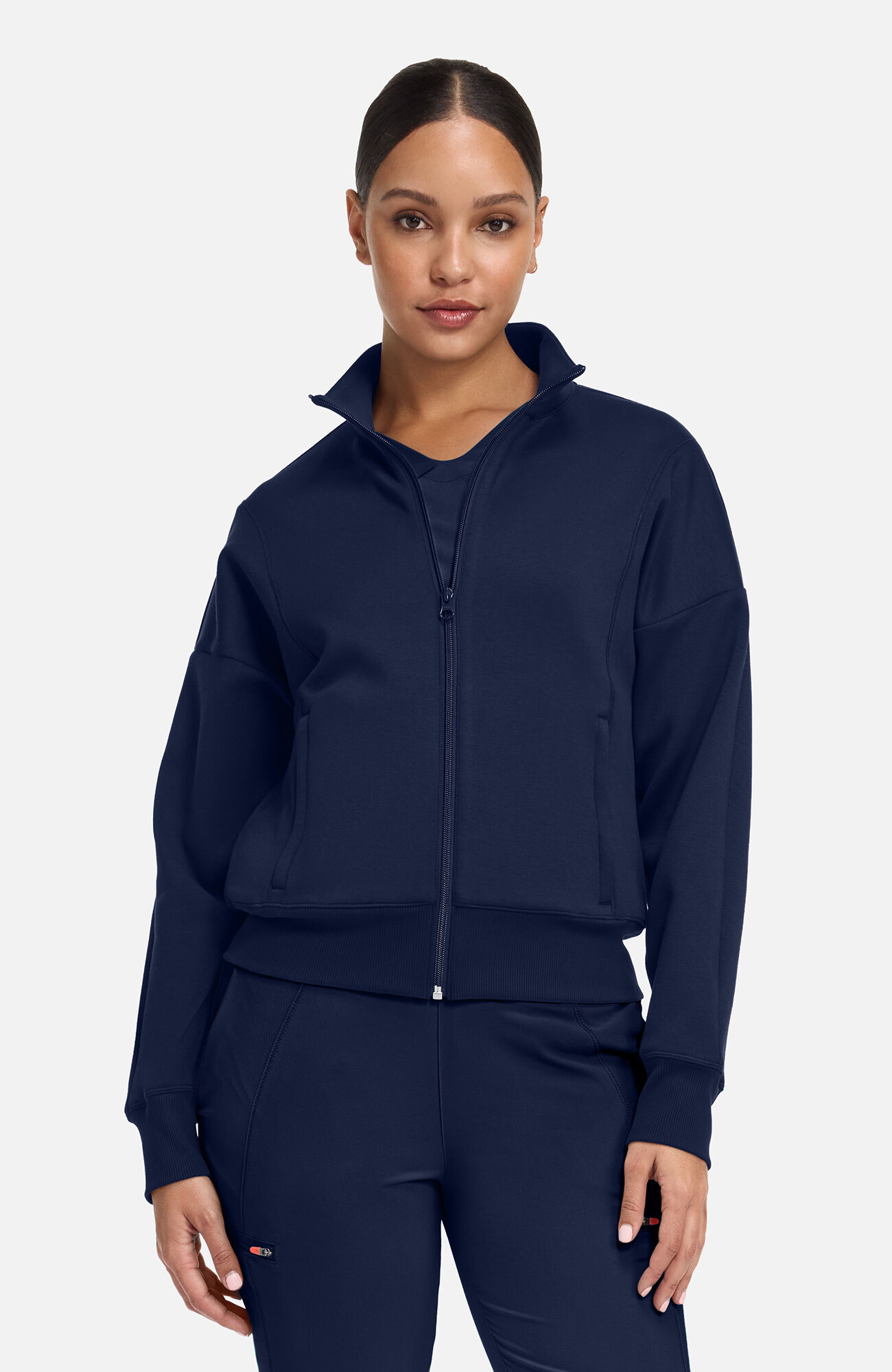 Women's Zip Front Dolman Cropped Scrub Jacket