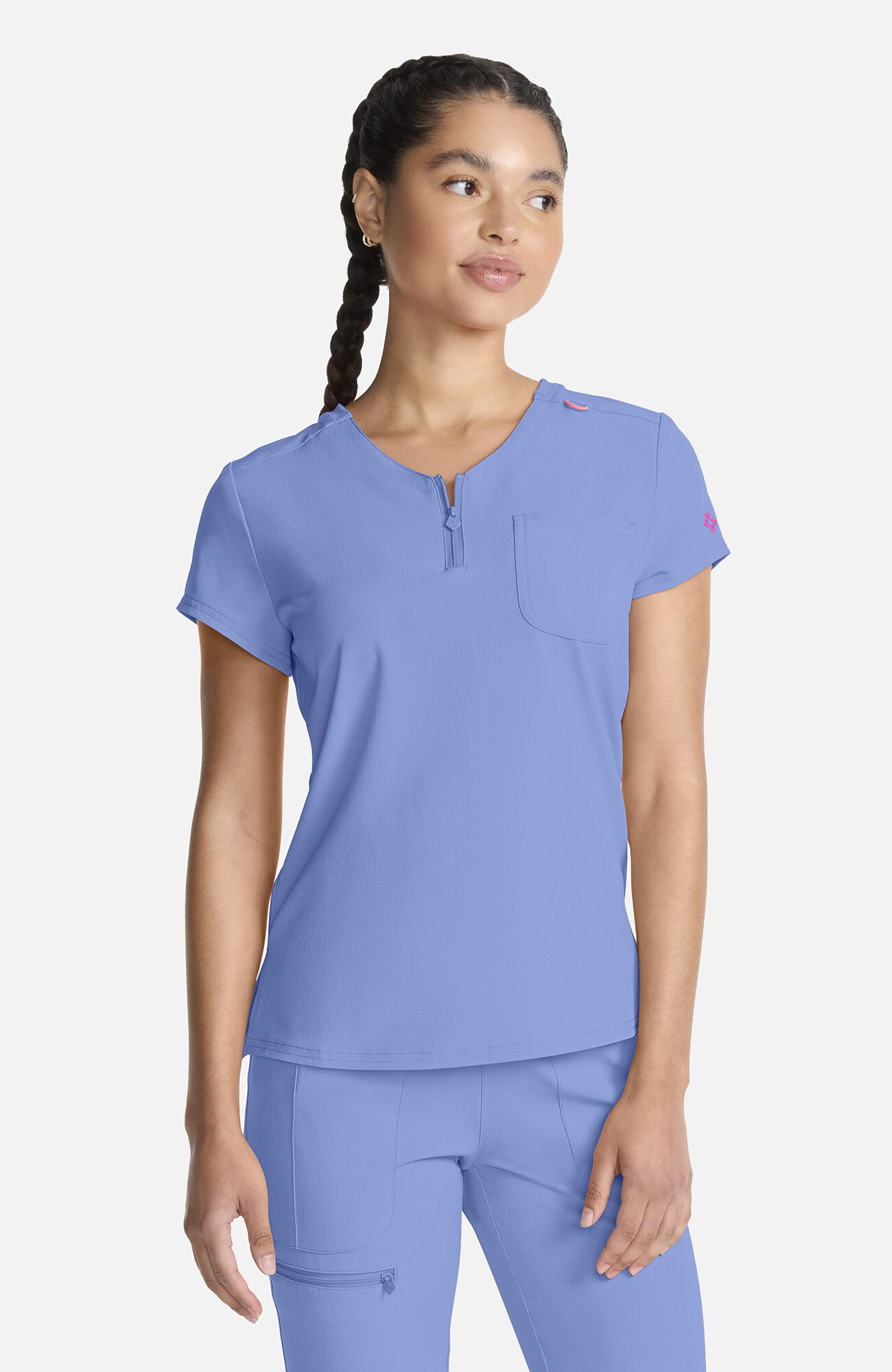 Women's Quarter Zip V-Neck Tuckable Scrub Top, CIE Ciel | ciel, large