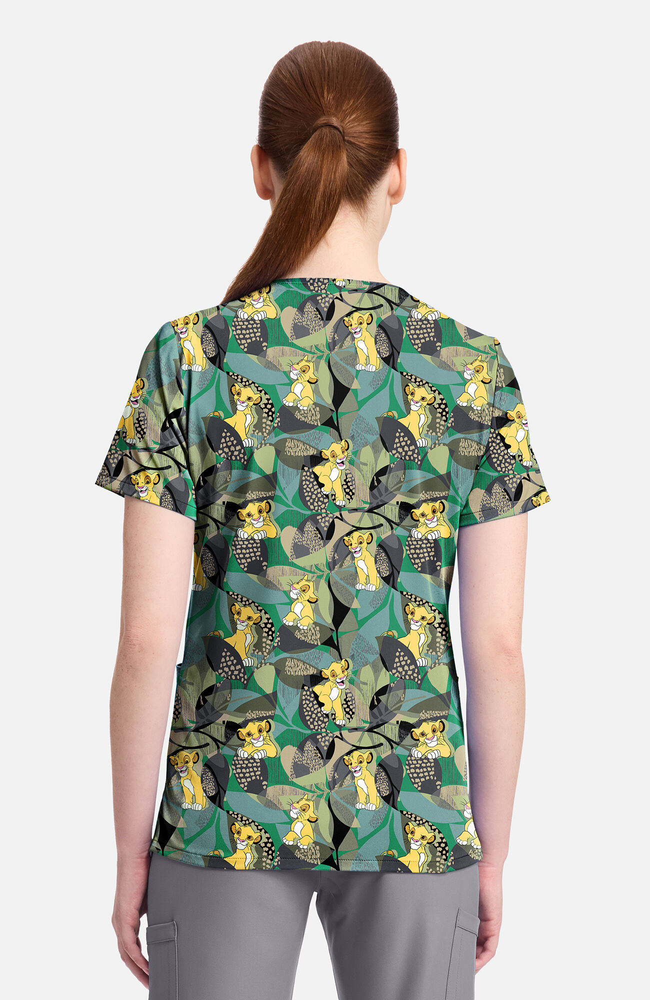 Women's Lion King Tropical Roar Print Scrub Top, , large