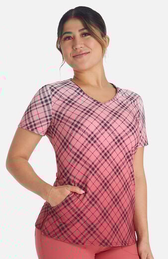 Women's Plaid Dip Dye Print Scrub Top Women's Plaid Dip Dye Print Scrub Top