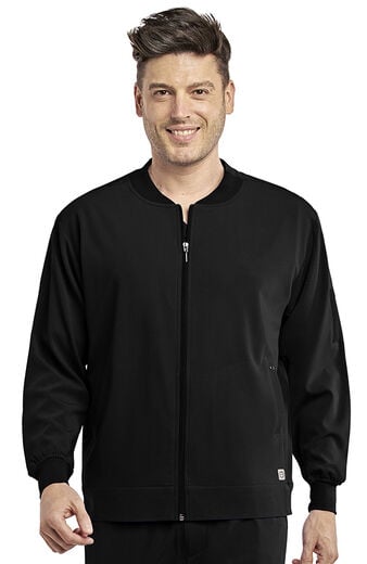 Clearance Men's Zip-Up Bomber Solid Scrub Jacket