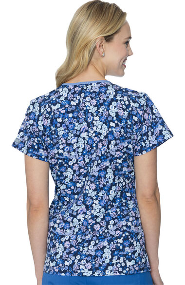 Women's Vicky Lilac Floral Print Scrub Top, , large