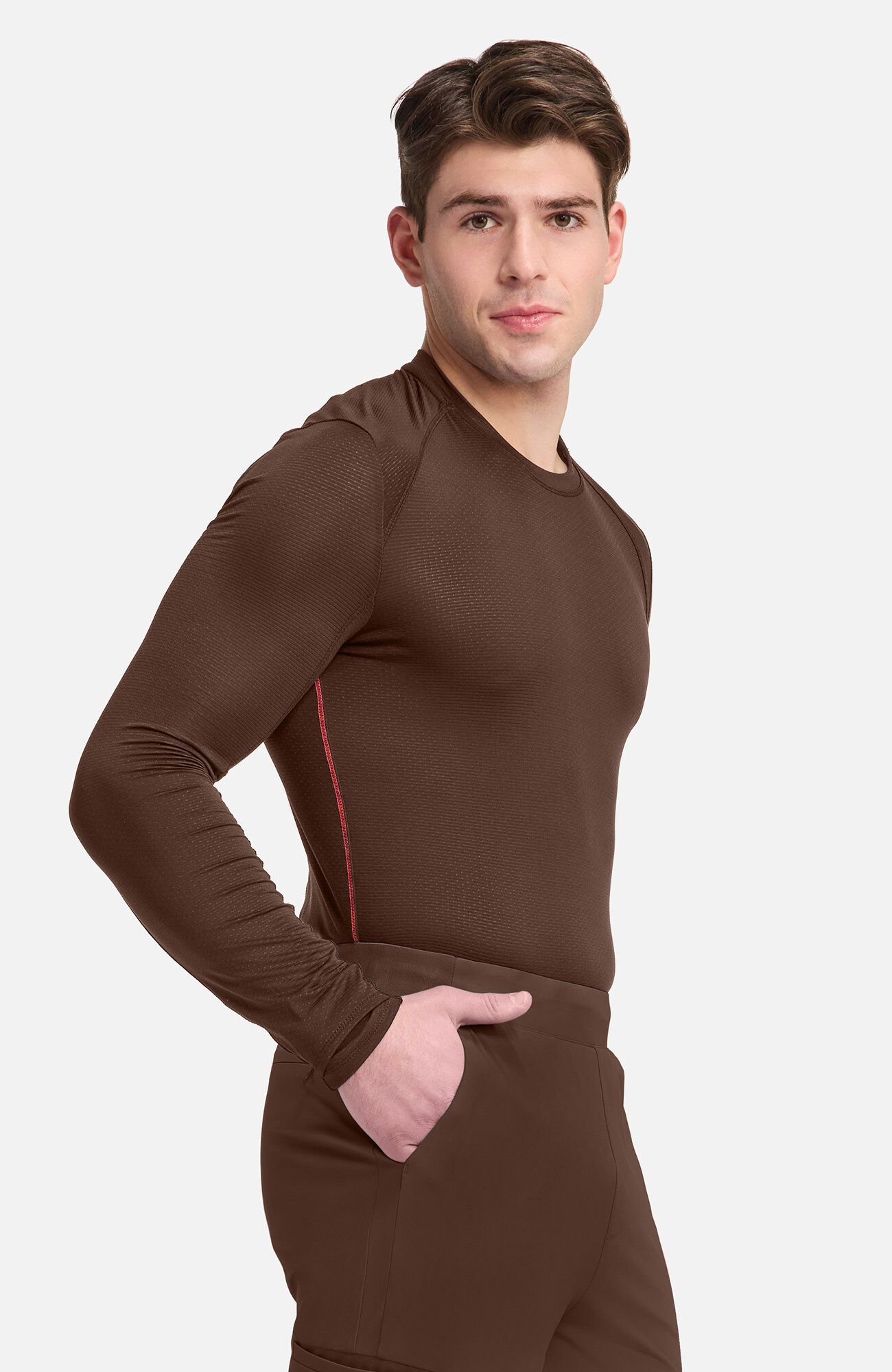 Men's Performance Long Sleeve Underscrub, EXE Espresso Express | brown, large