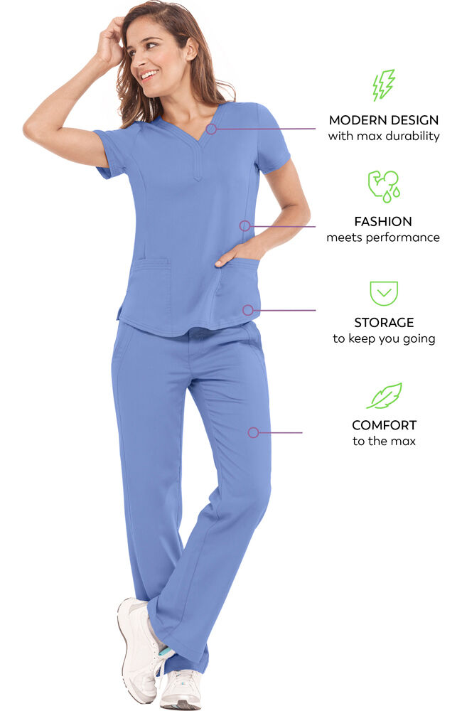 Purple Label by Healing Hands Womens Jane Y-Neck Solid Scrub Top