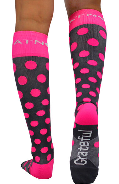 About The Nurse Women's Knee High 20-30 MmHg Polka Pink Print Compression Sock, , large