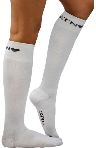 About The Nurse Unisex Knee High 20-30 MmHg White Solid Compression Sock