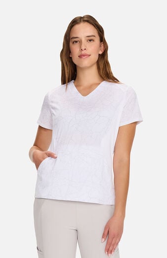 Women's Crackle White Print Scrub Top Women's Crackle White Print Scrub Top