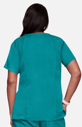 Women's Knit V-Neck Solid Scrub Top Women's Knit V-Neck Solid Scrub Top